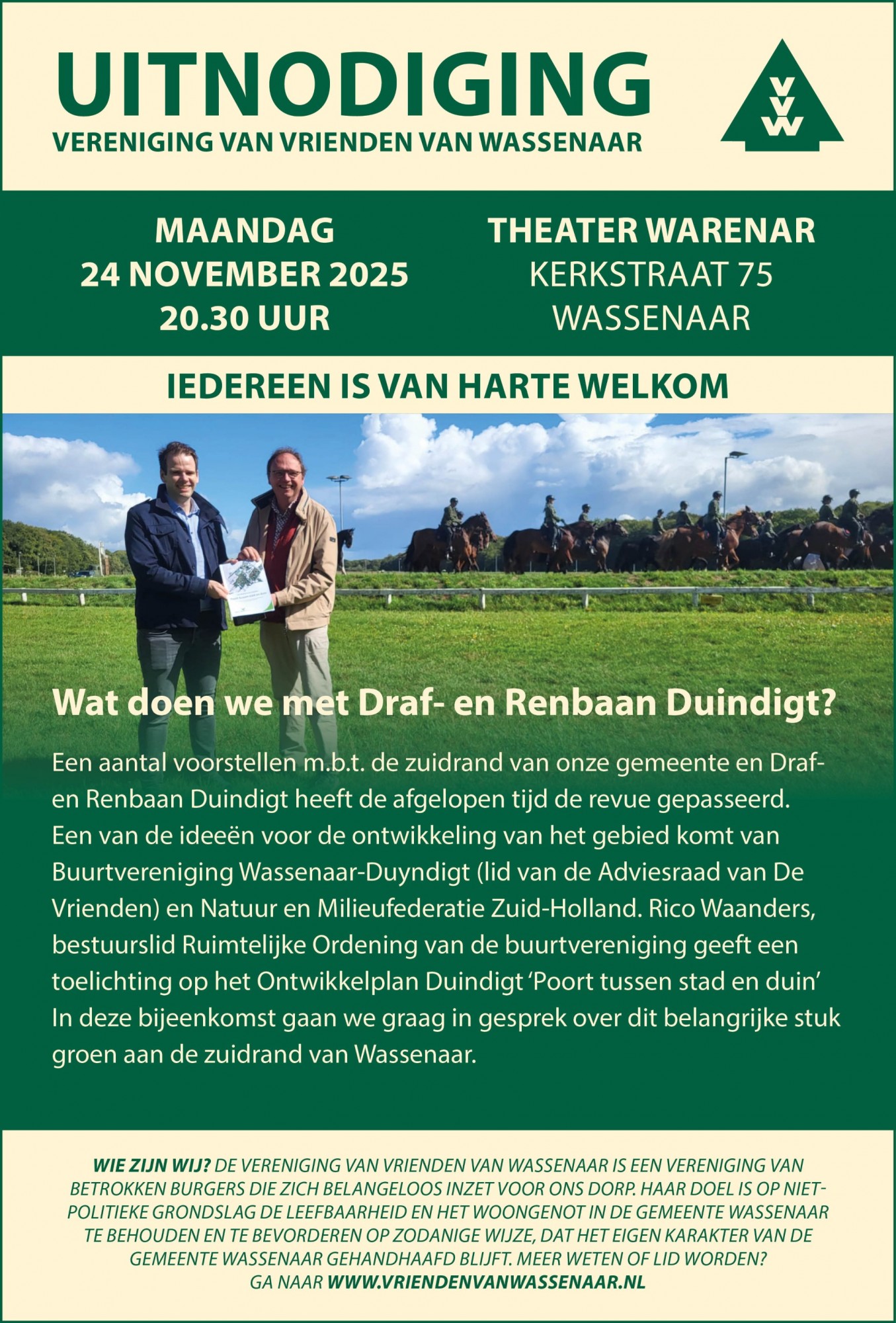 Bijeenkomst over toekomst van Draf- en Renbaan Duindigt 24 november